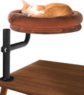 Cat Bed for Desk,Keeps Kitten Close and Workspace Clear Cat Bed,Height Adjustable and Rotatable,Drilling-Free(Heated Brown,18.5" Lx17.5 Wx17.5 W)