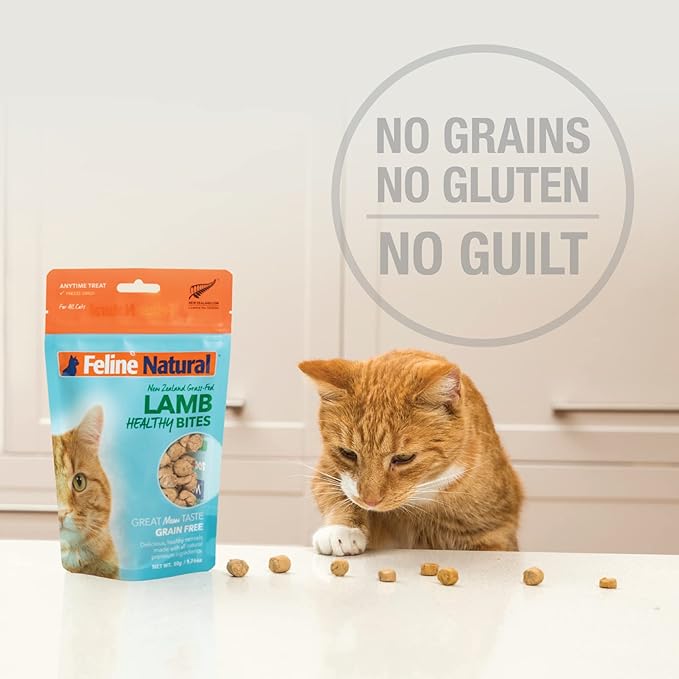 Feline Natural Freeze Dried Cat Treats – New Zealand Single-Source Protein Treats for Cats - Grain-Free Healthy Cat Snacks, Lamb Bites, 1.76oz