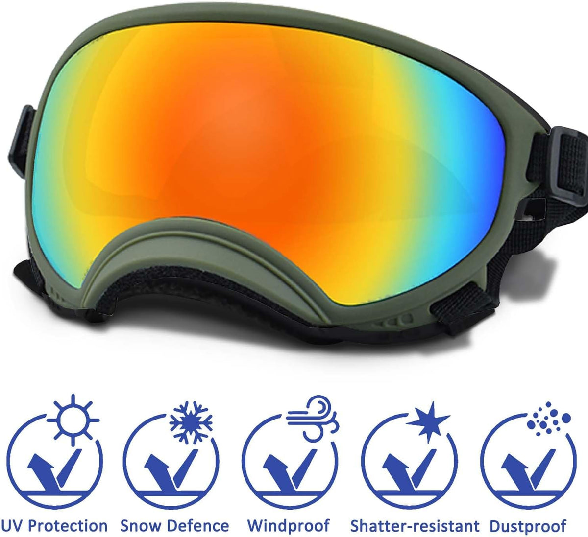 Medium Dog Sunglasses with Adjustable Strap UV Protection, Winproof Dog Puppy Sunglasses, Suitable for Medium Dog Pet Glasses, Dogs Eyes Protection,Soft Dog Goggles