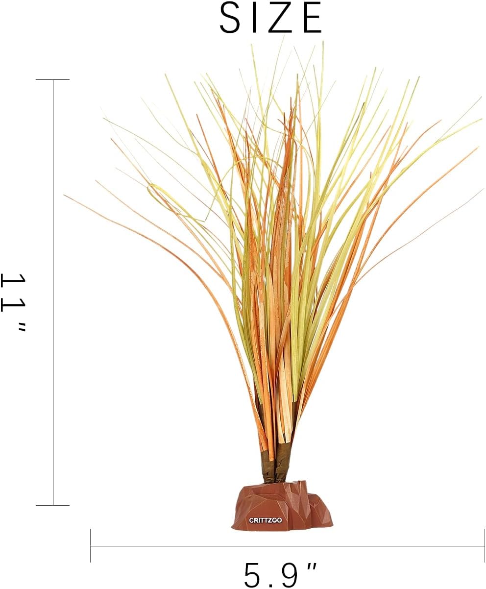 Reptile Terrarium Plants, Bearded Dragon Tank Decor Accessories for Ball Python Leopard Gecko Tree Frog Tarantula Lizard Corn Snake Tortoise Chameleon Crested Gecko - Fake Desert Dry Grass