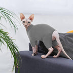 ROZKITCH Cat Pajamas for Cats Only, Breathable Soft Jumpers for Sphynx Only, Coat with Four Legs, Warm Sweater T-Shirt Pajamas Jumpsuit Vest Cornish Rex, Devon Rex, Peterbald Grey M
