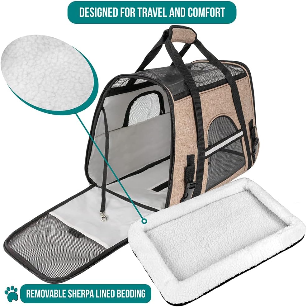 PetAmi Airline Approved Pet Carrier for Cat, Soft Sided Dog Carrier for Small Dog, Cat Travel Supply Accessories Indoor Cat, Ventilated Carrying Bag Medium Large Kitten Puppy, Small Heather Taupe