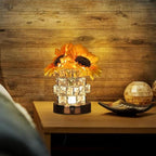 Crystal Cube LED Night Light with Sunflower Vase, USB Rechargeable Table Lamp, 3 Color Modes, Touch Control, Decorative Accent Light for Bedroom, Home (Rubik's Cube Crystal (Sunflower))