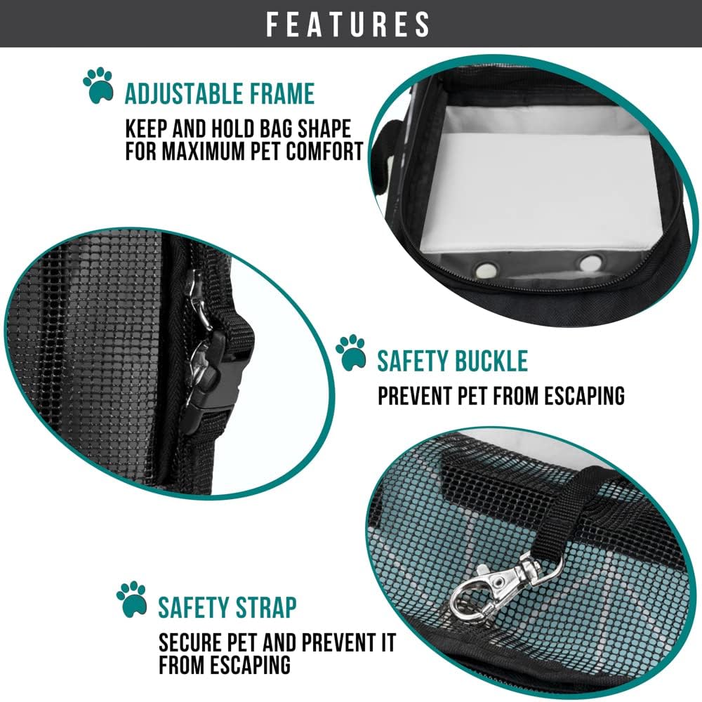 PetAmi Dog Purse Carrier for Small Dogs, Airline Approved Soft Sided Pet Carrier with Pockets, Ventilated Dog Carrying Bag for Puppy Cat, Dog Travel Supplies Bag, Sherpa Bed, Max 12 lbs, Chevron Teal