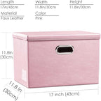 PRANDOM Large Stackable Storage Bins with Lids [5-Pack] Leather Fabric Foldable Storage Boxes Organizer Containers Baskets Cube with Cover for Bedroom Closet Office Nursery Pink (17.7x11.8x11.8)