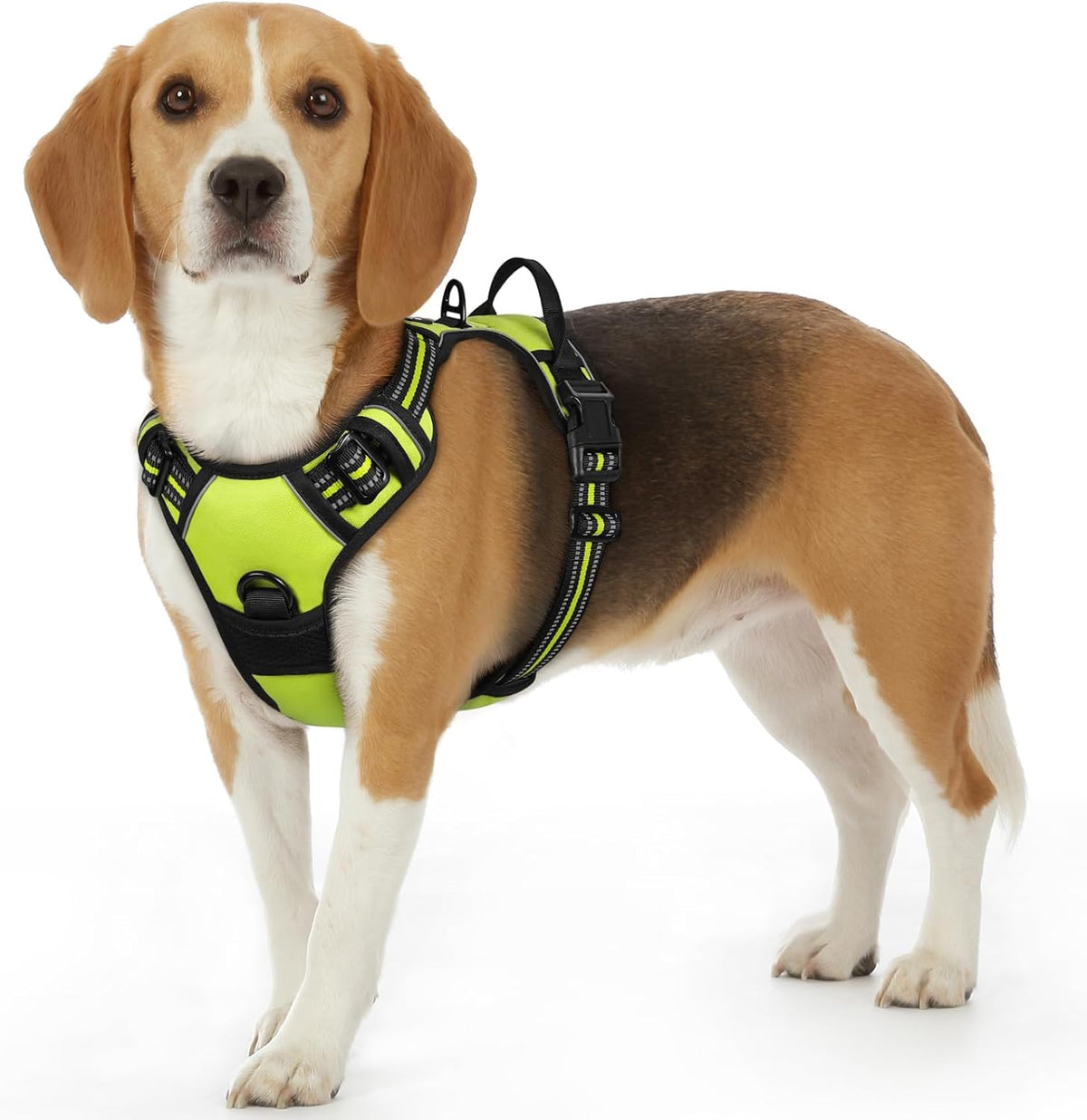 Eagloo Dog Harness Small Sized Dog, No Pull Service Vest with Reflective Strips and Control Handle, Adjustable and Comfortable for Walking, No Choke Pet Harness with 2 Metal Rings, Green, S