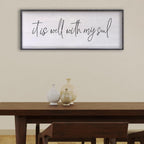 It Is Well With My Soul Wall Decor 32"x12" Bible Verse Christian Scripture Wood Framed Art Sign for Master Bedroom Living Room(Black)
