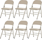 6 Pack Light Brown Folding Chairs with Padded Seats, Portable Foldable Chairs for Indoor and Outdoor, Commercial Seat with Metal Frame for Events Office Wedding Party, 330lbs Capacity