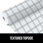 GORILLA GRIP DripGuard Shelf Liner, Non Adhesive Drawer and Kitchen Cabinet Protector, Slip Resistant BPA Free Smooth Surface Plastic Liners for Cabinets, Bathrooms, Closets, 12x240 Inch, White Stripe