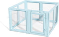 DIY Clear Acrylic Dog Playpen House,Quick Easy Assembly and Disassembly,Strong Floor Suction,Indoor and Outdoor Use,Easy Cleansing Puppy Fence (Sky Blue, 30.3" H, 8PCS)