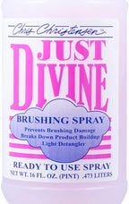 Chris Christensen Just Divine Dog Brushing Spray, Groom Like a Professional, Prevents Brushing Damage, Light Detangler, Ready to Use, All Coat Types, Made in USA, 16oz