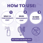 Dog Detangler Spray Dematting for Doodle - Natural Dog Leave in Conditioner Spray for Grooming and Mat Removal, Detangler Spray for Dogs Matted Hair, Puppy Poodle Detangler & Grooming