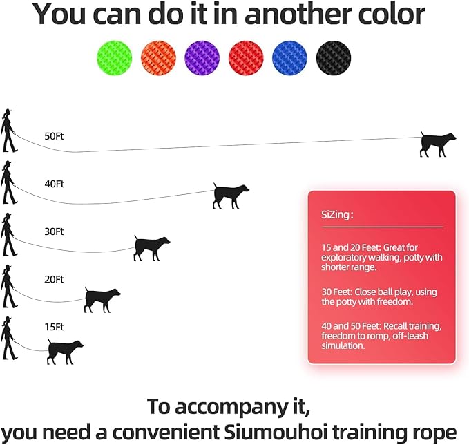 Dog/Puppy Obedience Recall Training Agility Lead - 15ft 20ft 30ft 40ft 50ft Training Leash - Great for Play, Camping, or Backyard - Pink 50ft (Pink, 50 Feet)