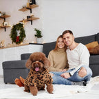 GreenJoy Leopard Print Dog Sweater – Stretchy Fleece Dog Turtleneck Sweatshirt for Puppies & Cats, Soft & Warm Pet Winter Clothes for Small, Medium & Large Dogs (Coffee Brown, Large)