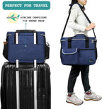 PetAmi Dog Travel Bag, Travel Pet Bag Organizer, Dog Food Travel Bag with Food Container and Bowls, Dog Travel Supplies Gift Accessories for Weekend Camping, Dog Cat Diaper Bag (Navy, Medium)