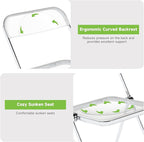 Real Relax Acrylic Folding Chairs,Foldable & Stackable Clear Chairs with Metal Chrome Frame, Indoor and Outdoor, for Home, Office, Party & Events,Set of 2,350LB,Transparent