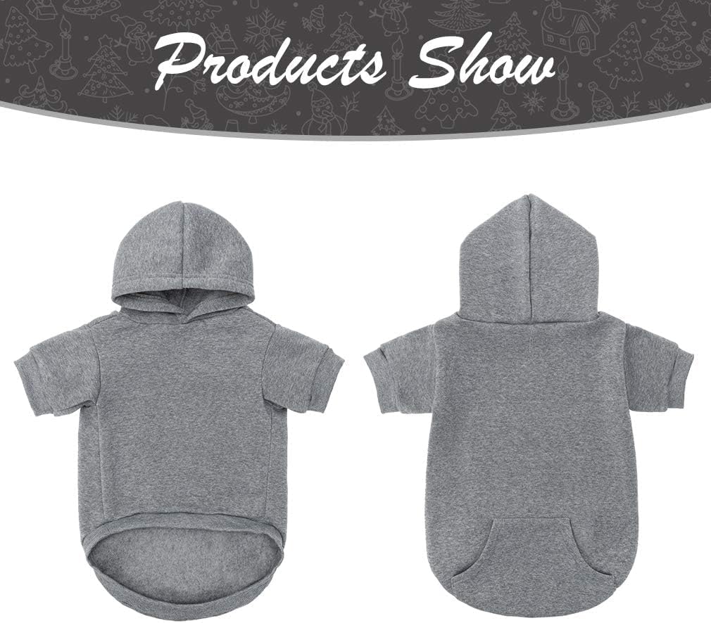 KOOLTAIL Basic Dog Hoodie - Soft and Warm Dog Hoodie Sweater with Leash Hole and Pocket, Dog Winter Coat, Cold Weather Clothes Sweatshirt for Small Medium Large Dogs Puppy Cat Boys Girls Grey SM