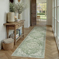 Green Runner Rug 2x8 Washable Vintage Long Carpet Low Pile Traditional Distressed Retro Accent Indoor Hallway Throw Rug Non Slip for Kitchen Laundry Bathroom Dining Room