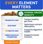 Bark&Spark Dog Probiotics & Digestive Enzymes (Gut Health) Allergy & Itchy Skin - Pet Diarrhea Gas Treatment Upset Stomach Relief, Digestion Health Prebiotic Supplement Tummy Treat (180Ct Chicken)
