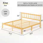 Bamboo King Bed Frame with Headboard, 14 inch Solid Wood Platform Bed Frames King Size with Metal Slats, No Box Spring Needed, Easy Assembly, Noise Free