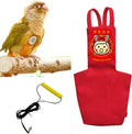 MANON ROSA Bird Diapers Leash Set Washable Reusable Handmade Flight Suit Waterproof Inner Layer - Protective Parrot Nappy Clothes Parakeets Macaws Budgies Canaries (Red5,Dove)