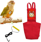 MANON ROSA Bird Diapers Leash Set Washable Reusable Handmade Flight Suit Waterproof Inner Layer - Protective Parrot Nappy Clothes Parakeets Macaws Budgies Canaries (Red5,Dove)