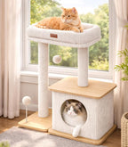 Modern Cat Tree for Indoor Cats, Nordic Loft Style, Wooden Cat Tower with Sisal Scratching Posts, Soft Padded Beds & Cozy Condos, Floor-Mounted for Kittens & Adult Cats