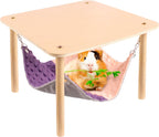 Enlarged Guinea Pig Hammock with Wooden Stand,Small Animal Hanging Bed Large Platform for Guinea Pigs Bunny Ferret Hamster Hiding Sleeping 13L x 13W x 11H in