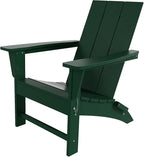 Costaelm Folding Adirondack Chairs, Outdoor Patio Adjustable Lawn Chairs, Weather Resistant Outside Firepit Chairs for Porch, Poolside, Garden, Backyard Deck, Dark Green