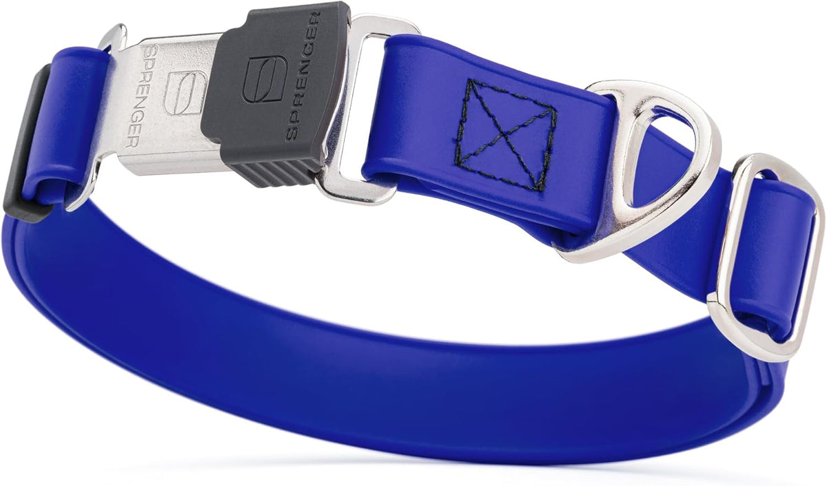 Dogline Biothane Waterproof Dog Collar with Herm Sprenger Stainless Steel Quick Release Buckle – Heavy Duty Tactical Durable Collar for Dogs – Comfortable and Safe Pet Collar W 1" L 15-25" Blueberry