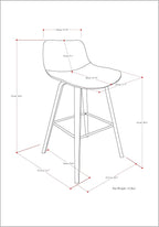 SIMPLIHOME Randolph Counter Stools (Set of 2) - 28 Inch Seat Height Upholstered Bentwood Kitchen Seats in Charcoal Grey Black Linen Look Fabric, Mid Century Seating with Curved Backrest and Footrest