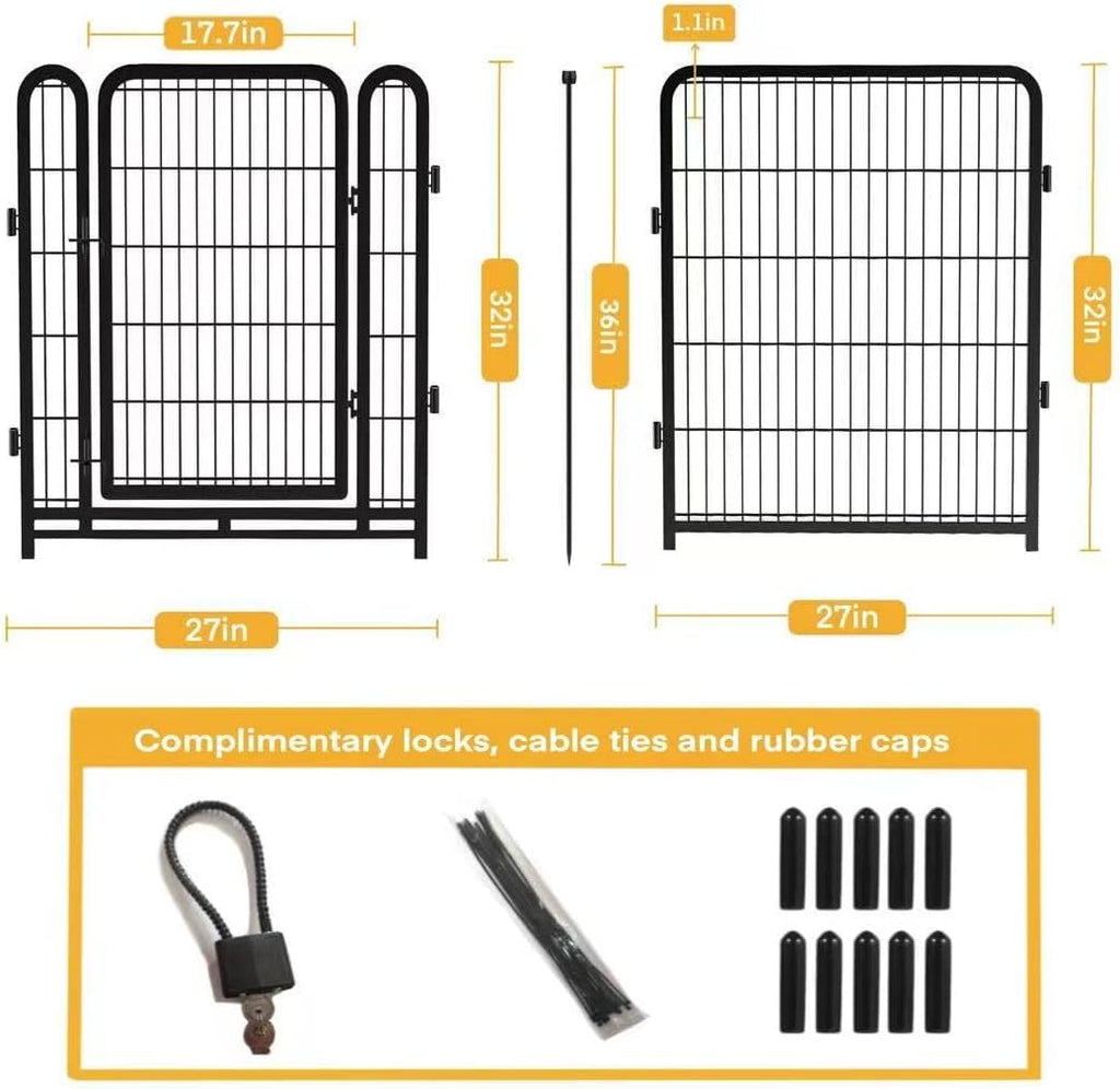 Tall Garden Fence, 32 in(H) Dog Fence Outdoor for Yard. 12 Panels Total 26.6 Ft(L) Puppy Playpen, Suitable for Indoor or Outdoor Use Play Pens for Puppys, Large Dog Pen, Fences for Garden