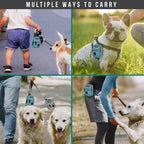 PetAmi Dog Poop Bag Holder for Leash, Pet Waste Dispenser With Clip for Puppy Walking Accessories, Travel Camping, Treat Pouch Supplies With Doggy Roll, Blue