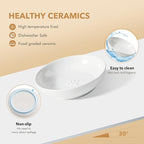 Raised Ceramic Wide Whisker Friendly Cat Dish, Anti-Slip Food&Water Bowl with 2 Style Stand Adjustable Pet Bowl Set (1Dish+Stand, White)