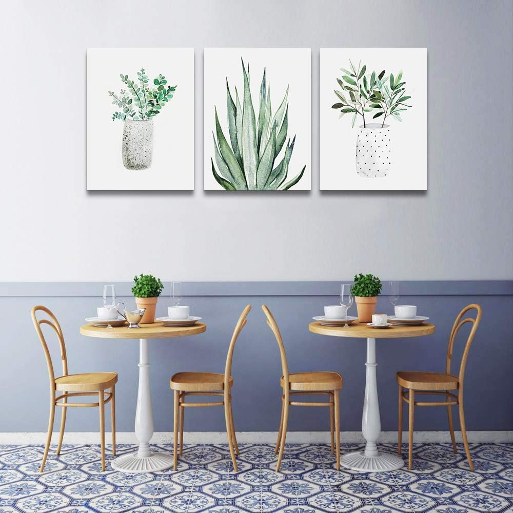 farmhouse Wall Art painting for dining room bathroom Abstract Canvas art family Wall decor for Bedroom kitchen Wall Decoration Living Room decor art Green Leaf pictures Artwork for home walls 3 piece