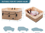 Petsfit Dog Booster Car Seat for Medium Dog or 2 Small Dogs with Patent Buckles, Washable Pad, Upgraded Pet Car Seat for Dogs Up to 45 lbs (Medium, Tan)