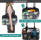 PetAmi Dog Purse Carrier for Small Dogs, Airline Approved Soft Sided Pet Carrier with Pockets, Ventilated Dog Carrying Bag for Puppy Cat, Dog Travel Supplies Bag, Sherpa Bed, Max 12 lbs, Floral Gray