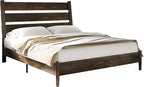 VanAcc Solid Wood Queen Bed Frame, Platform Bed with Reclining Slatted Headboard, Mid Century Bed Frame with Wood Slat Support, Dark Brown