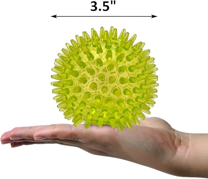 Cutie's PetBox Squeaky Rubber Spike Toy Ball for Medium, Large Dogs (3.5 Inch, Yellow)