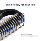 WePet Grooming Rake for Dogs & Cats, Double-Sided Deshedding Brush, Extra-Wide Dematting Tool, Slicker Comb for Undercoat & Loose Hair Removal, Reduces Shedding by 95%, Blue, Large