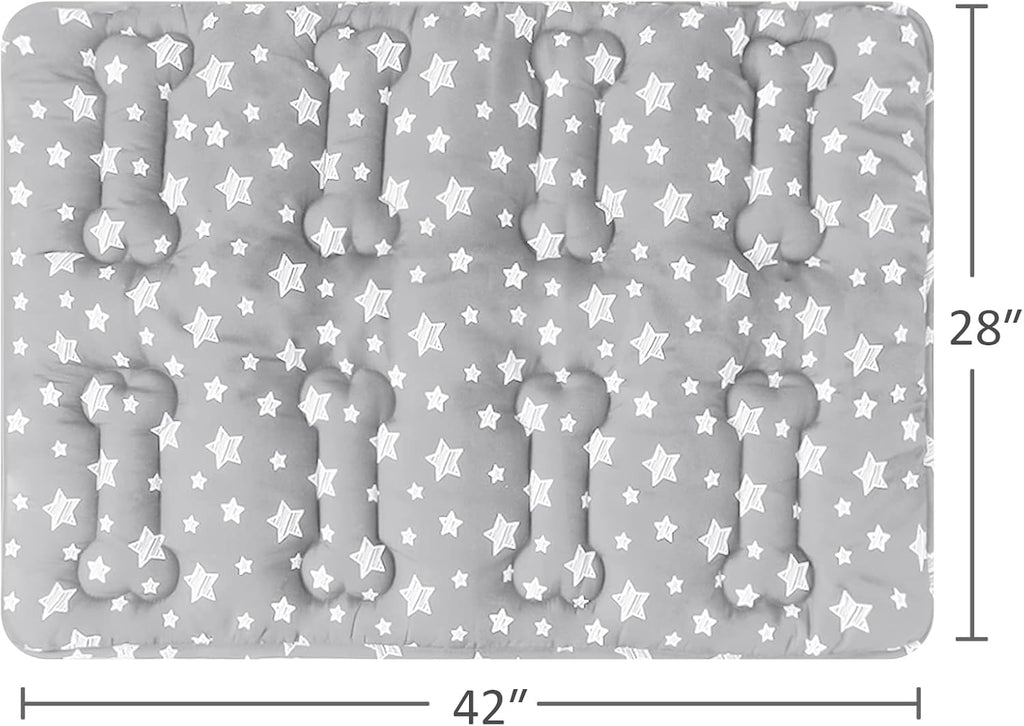 Dog Crate Mat (42" X 28") 2 Pack, Soft Dog Bed Mat with Cute Prints, Personalized Crate Pad, Anti-Slip Bottom, Machine Washable Kennel Pad, Grey