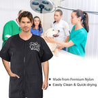Noverlife Short Sleeves Pet Grooming Work Clothes with Full Zipper, 3XL Size, Splash Proof Anti-Static Pet Beautician Smock, Dog Cat Groomer Cosmetologist Uniforms for Pet Shop Men Women