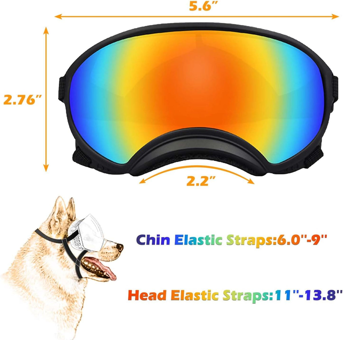 Medium Dog Sunglasses with Adjustable Strap UV Protection, Winproof Dog Puppy Sunglasses, Suitable for Medium Dog Pet Glasses, Dogs Eyes Protection,Soft Dog Goggles