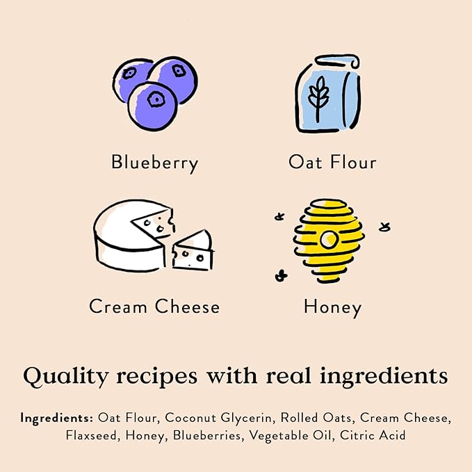 Bocce's Bakery 'Berries & Cream Treats for Dogs, Wheat-Free Everyday Dog Treats, Made with Real Ingredients, Baked in The USA, All-Natural Soft & Chewy Cookies, Cream Cheese & Blueberry, 6 oz