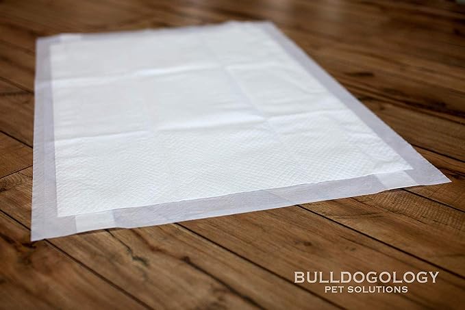Bulldogology Pee Pads for Dogs XL with Adhesive Sticky Tape (24x35) Dog Puppy Pads Extra Large, Disposable Puppy Pads, Dog Training Wee Pads 6 Layers with Bullsorbent Polymer Tech (40-Count, White)