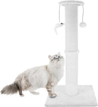 Cat Scratching Post 34 Inches Heavy Duty and Thicker Cat Scratching Post Sisal Rope with Hanging Ball and Mice Scratching Post for Indoor Cats and Adult(White)
