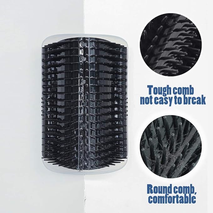 IMISNO Cat Self Groomer Toy Wall Corner Massage Comb Perfect Massager Brush with Catnip (4 PCS Black)