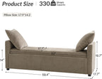 HULALA HOME Modern Storage Bench with Throw Pillows, 59.4" Extra Long Bedroom Ottoman Bench for End of Bed, Comfy Upholstered Footstool for Entryway Dining Room Living Room, Brown
