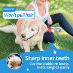 [ 2 in 1 design ] Undercoat Rake and Deshedding Tool for Dogs and Cats - Dematting Comb for Long Hair Pets, Grooming Brush to Clear Mats, Tangles and Reduce Shedding by 95%