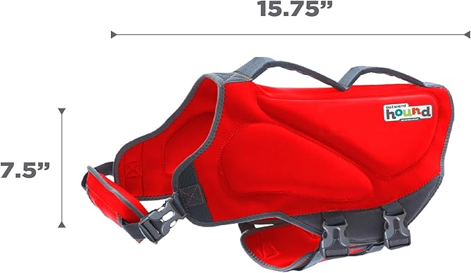 Outward Hound Dawson Swim Dog Life Jacket, High-Performance Neoprene Dog Life Vest for Swimming, Boating, and Water Safety, Large, Red